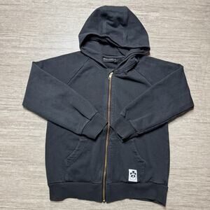 Mini Rodini Panda Hoodie Zip Up 9-11 Y Vintage Wash Terry Knit Pockets